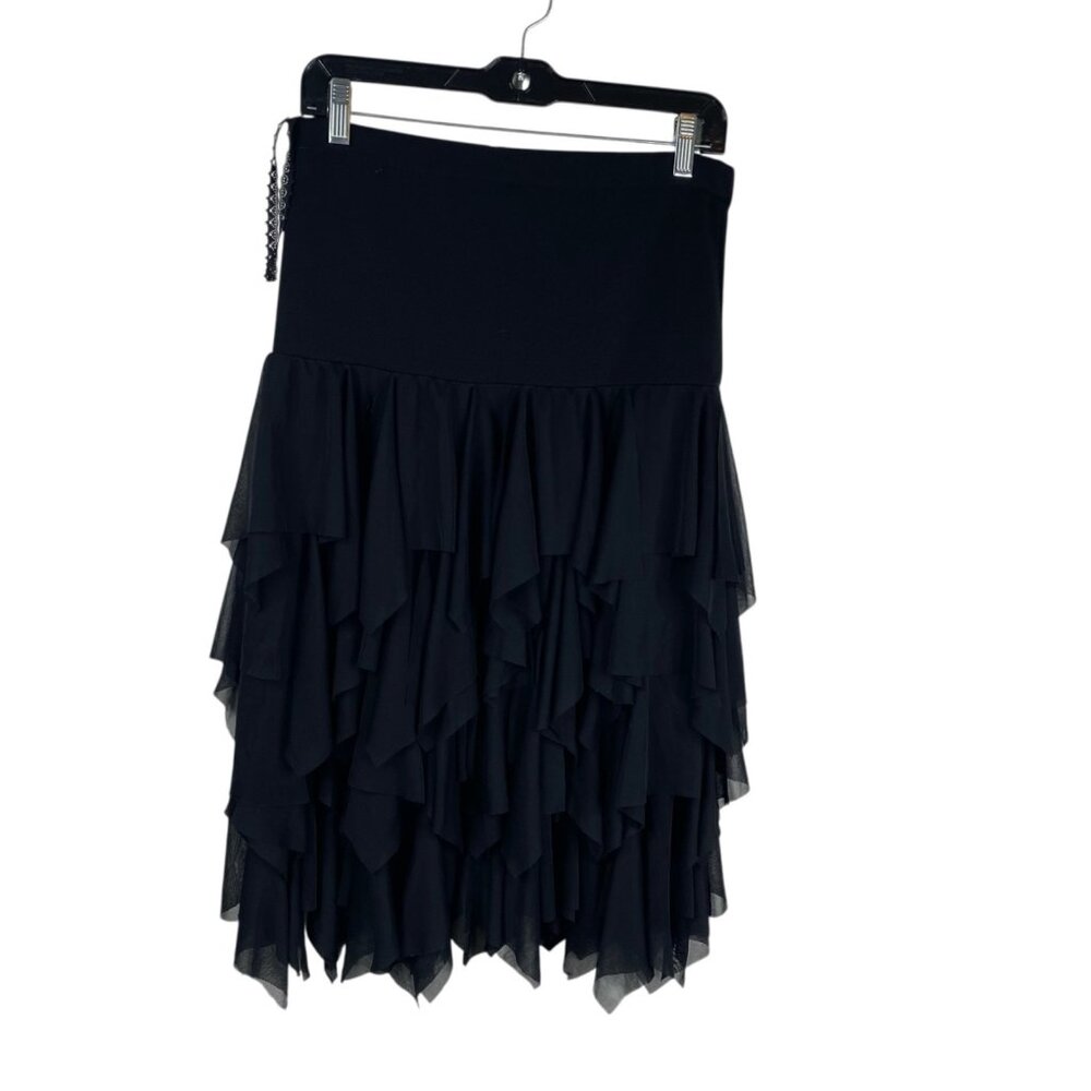 KM Collections Women's Whimigoth Dark Fairy Witchy Asymmetrical Skirt Black Sz M